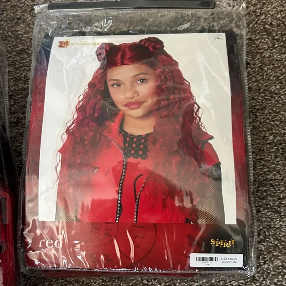 Disney Descendants Girl’s Deluxe Red Costume/Wig Spirit of Halloween Size 12/14